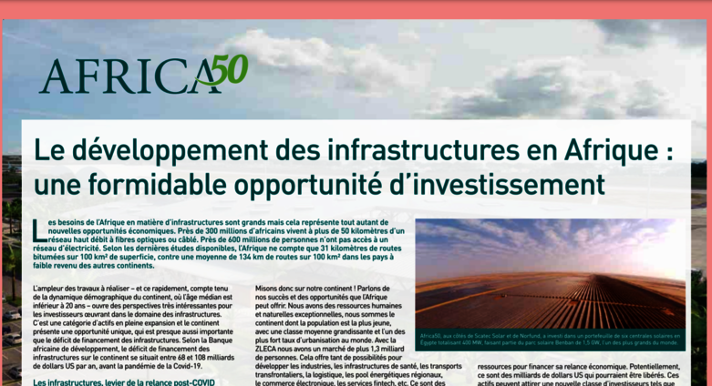 Financial Afrik: Le developpement des infrastructures en Afrique une formidable opportunite d'investissement