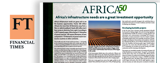 Financial Times Special Report : Les besoins en infrastructures de l’Afrique représentent une formidable opportunité d’investissement