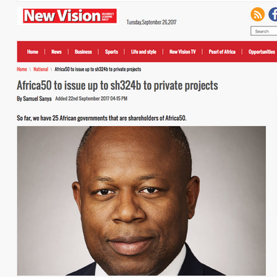 New Vision interview: Africa50 to issue up to sh324b to private projects