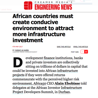 African countries must create conducive environment to attract more infrastructure investment