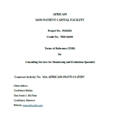 Terms of Reference - Monitoring and Evaluation Specialist